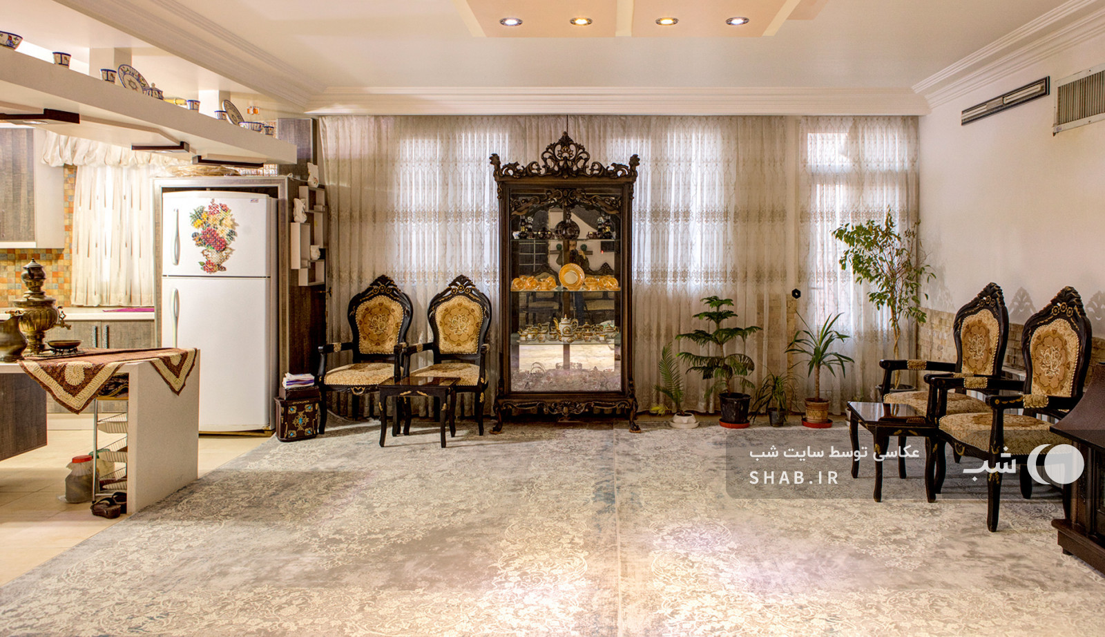 اتاق پذیرایی و آشپزخانه