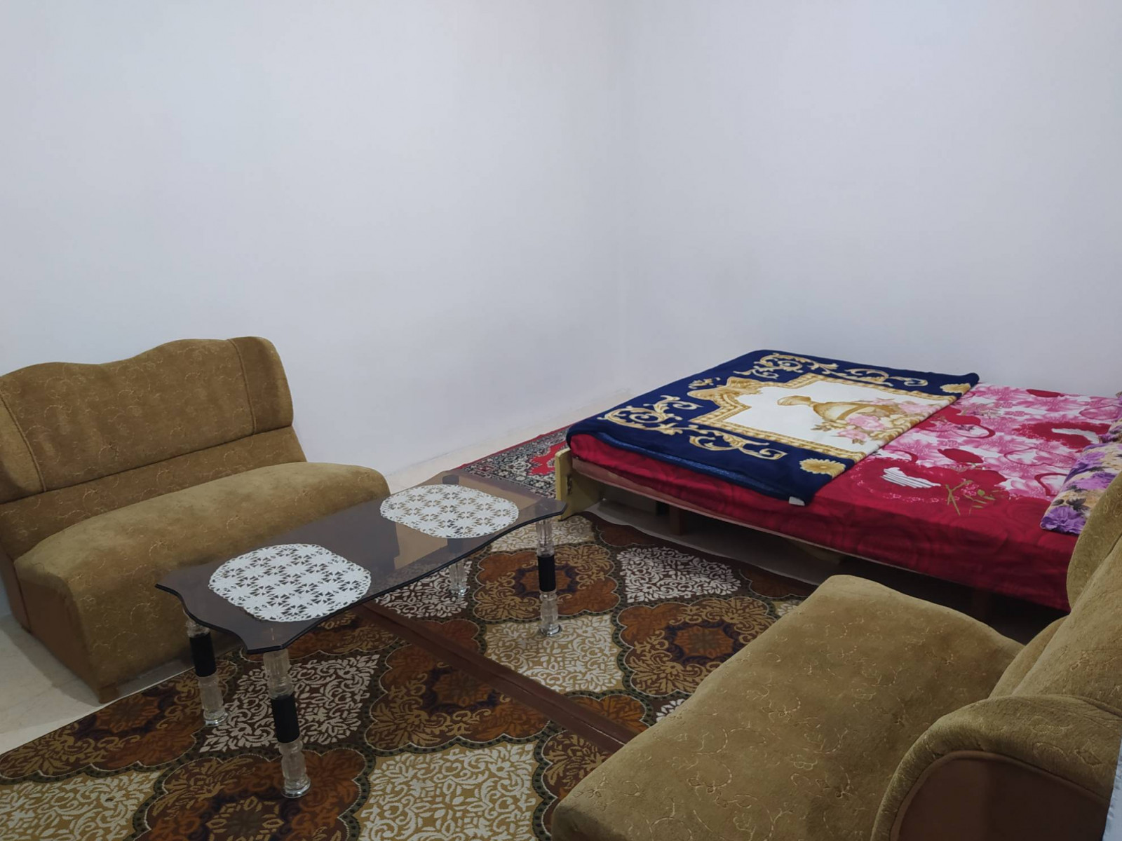 داخل پذیرایی تختخواب قرار دارد