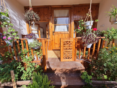 کلبه چوبی نقلی گلها