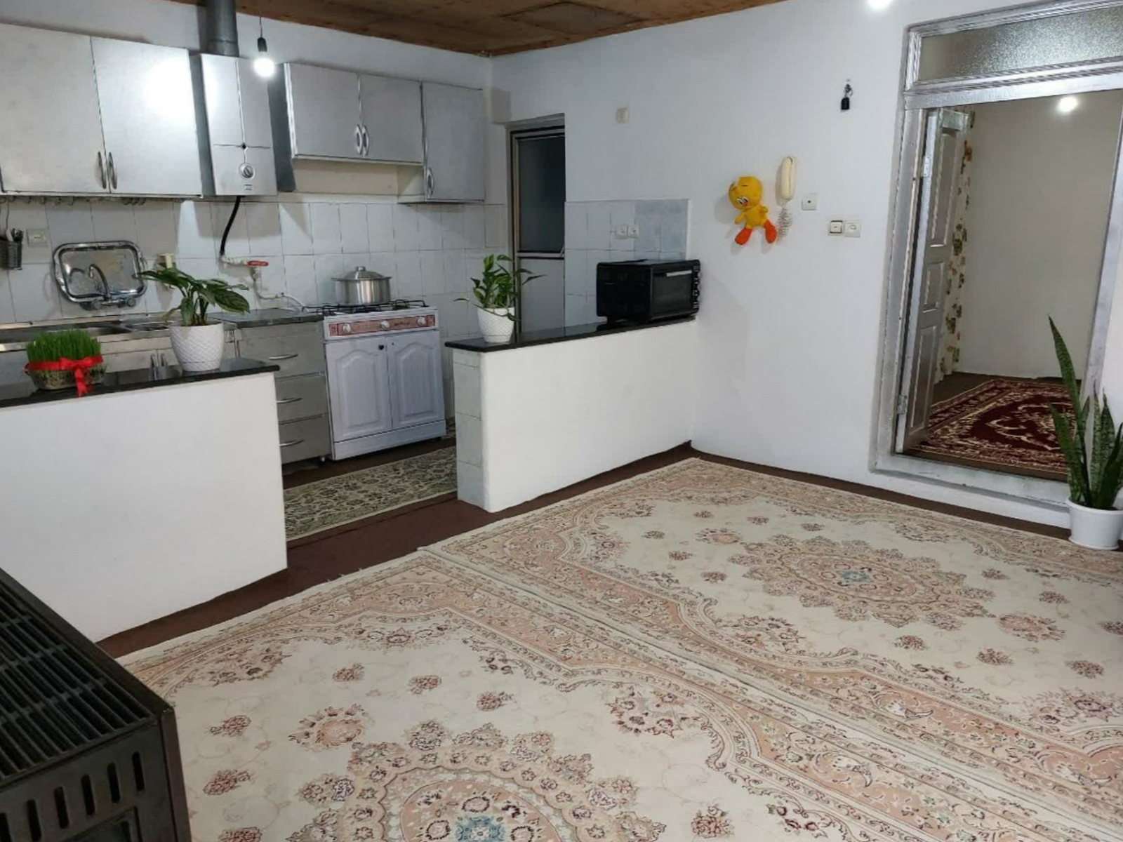 اتاق پذیرایی و آشپزخانه