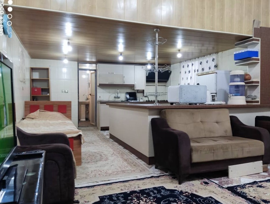 اتاق پذیرایی و آشپزخانه