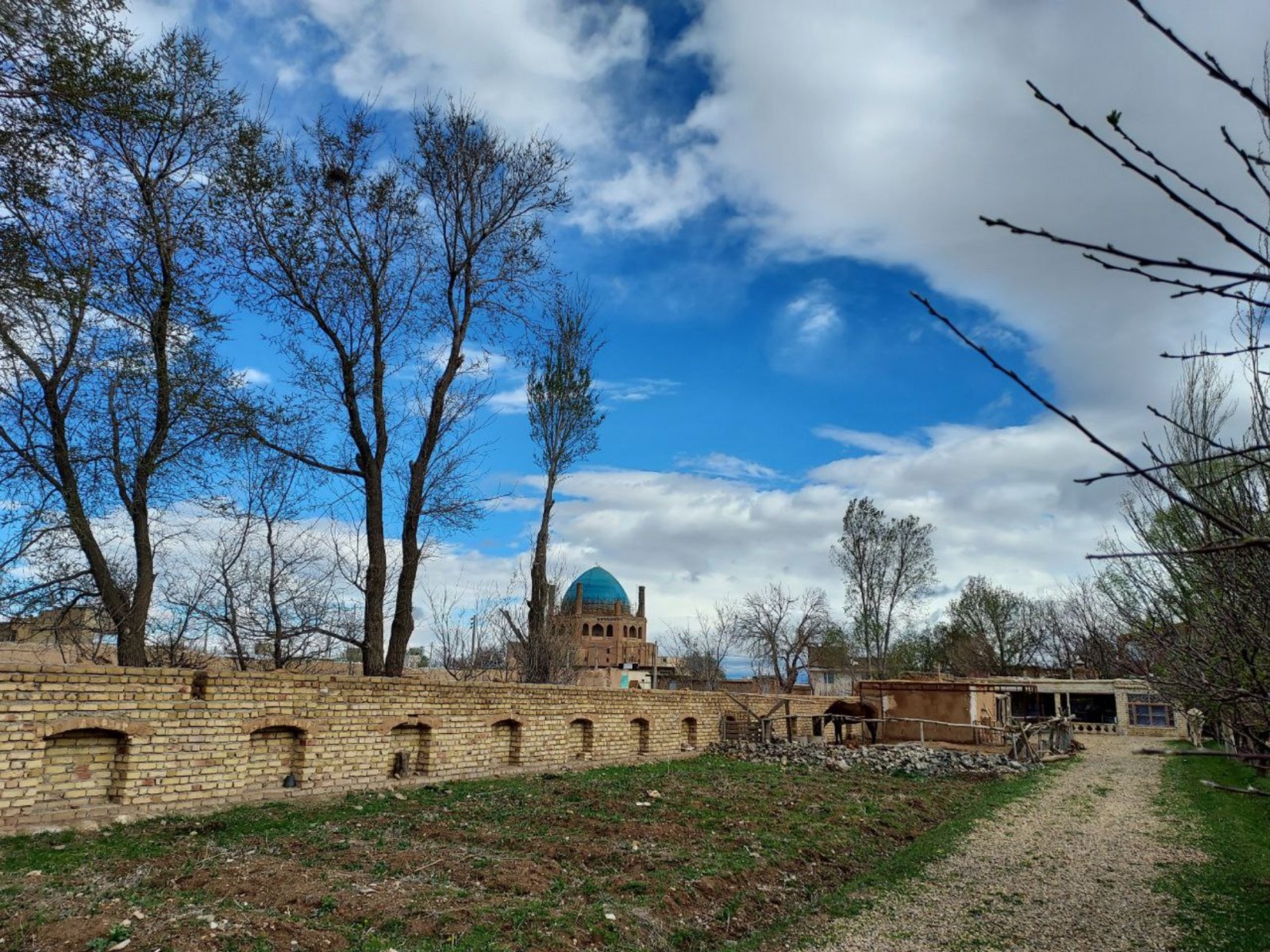 نمای گنبد سلطانیه از داخل باغ