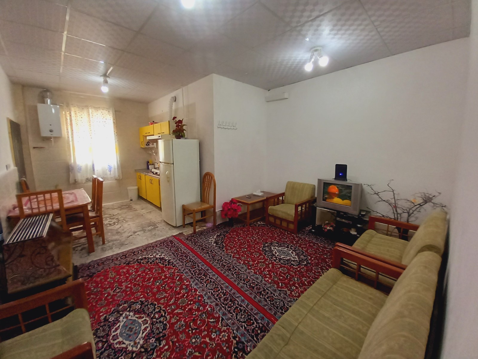 اتاق پذیرایی و آشپزخانه