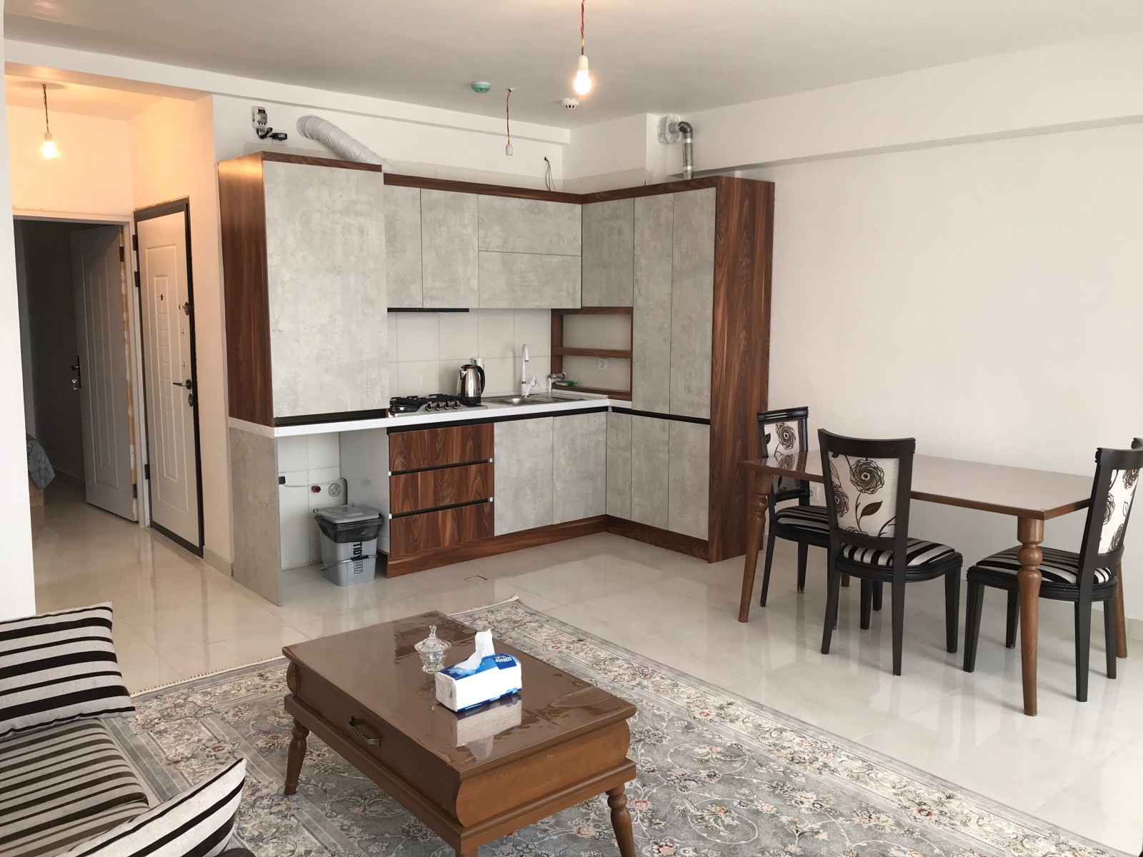 اتاق پذیرایی و آشپزخانه